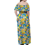 Koala Family Matching Off Shoulder Maxi Dress and Hawaiian Shirt Plumeria Flowers