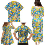 Koala Family Matching Puletasi and Hawaiian Shirt Plumeria Flowers