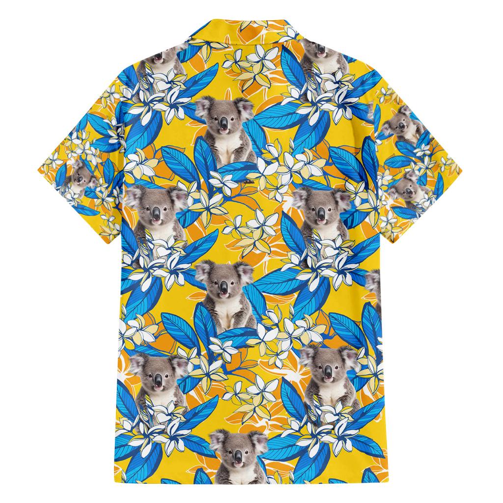 Koala Family Matching Puletasi and Hawaiian Shirt Plumeria Flowers