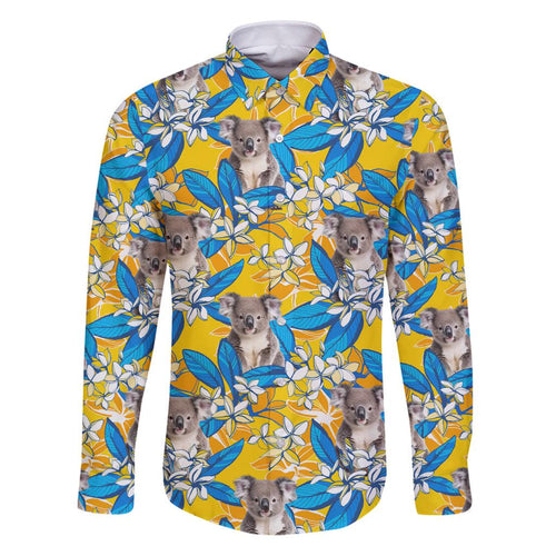 Koala Family Matching Puletasi and Hawaiian Shirt Plumeria Flowers