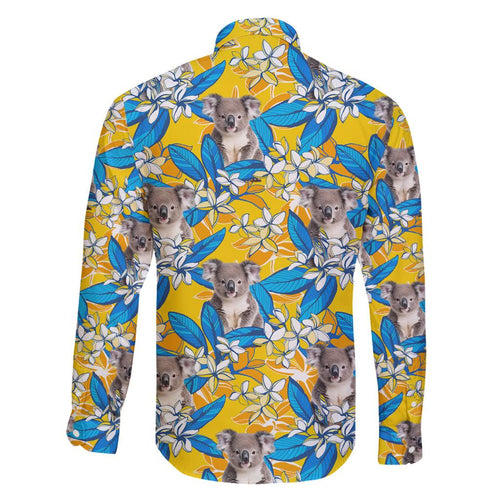 Koala Family Matching Puletasi and Hawaiian Shirt Plumeria Flowers