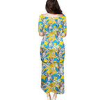 Koala Family Matching Puletasi and Hawaiian Shirt Plumeria Flowers