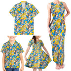 Koala Family Matching Tank Maxi Dress and Hawaiian Shirt Plumeria Flowers