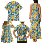 Koala Family Matching Tank Maxi Dress and Hawaiian Shirt Plumeria Flowers