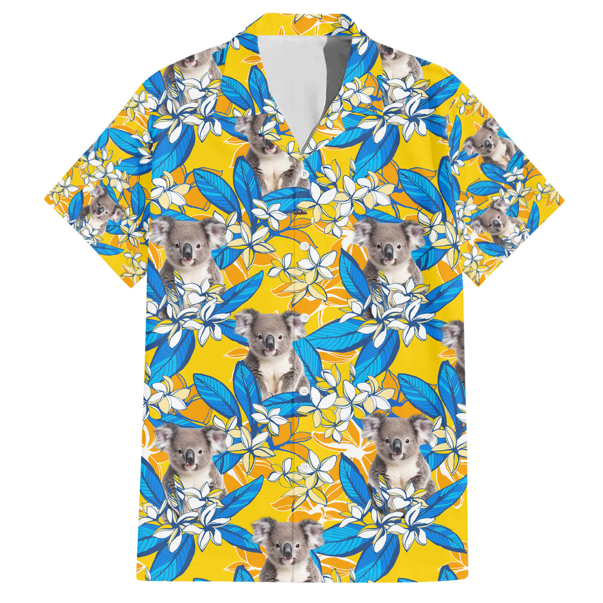 Koala Hawaiian Shirt Plumeria Flowers