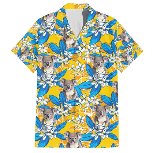 Koala Hawaiian Shirt Plumeria Flowers