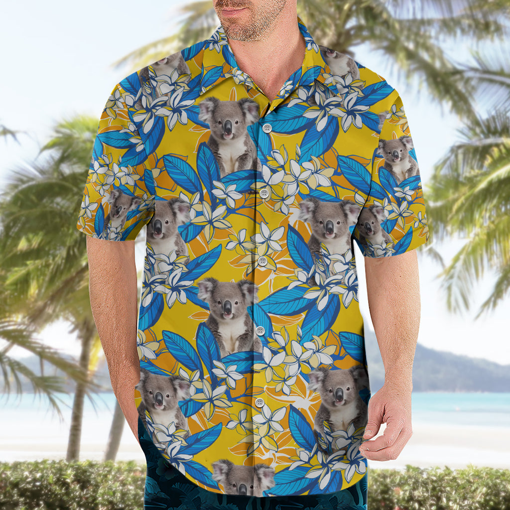 Koala Hawaiian Shirt Plumeria Flowers