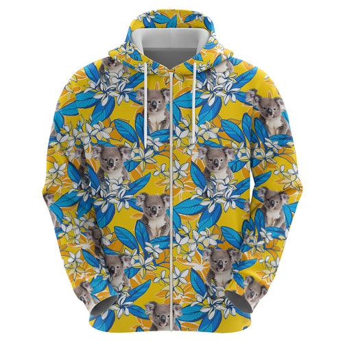 Koala Hoodie Plumeria Flowers