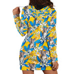 Koala Hoodie Dress Plumeria Flowers