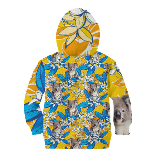 Koala Kid Hoodie Plumeria Flowers