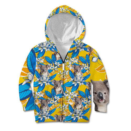 Koala Kid Hoodie Plumeria Flowers