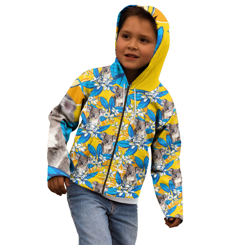 Koala Kid Hoodie Plumeria Flowers