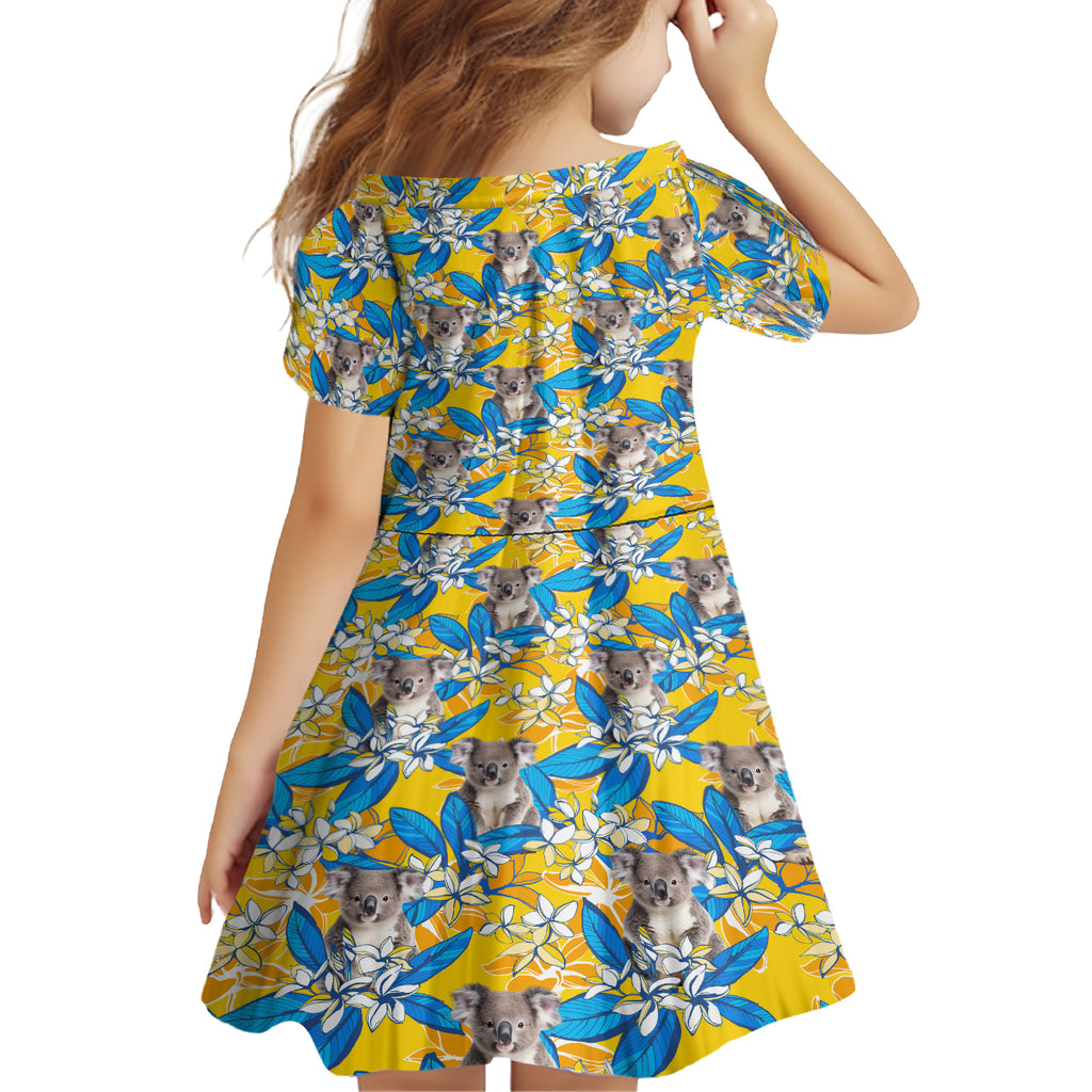 Koala Kid Short Sleeve Dress Plumeria Flowers
