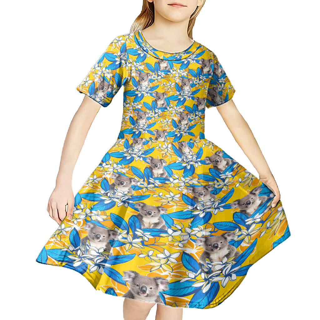 Koala Kid Short Sleeve Dress Plumeria Flowers