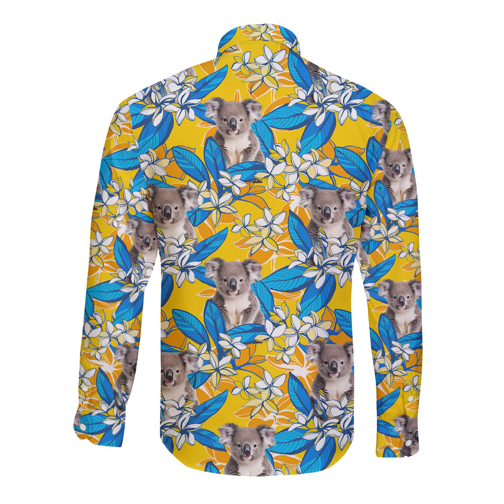 Koala Long Sleeve Button Shirt Plumeria Flowers