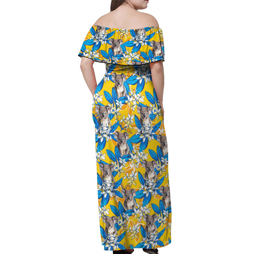 Koala Off Shoulder Maxi Dress Plumeria Flowers