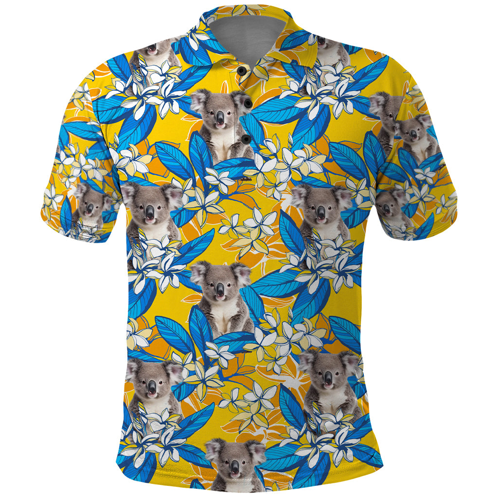 Koala Polo Shirt Plumeria Flowers