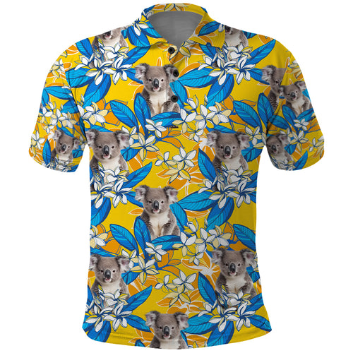 Koala Polo Shirt Plumeria Flowers