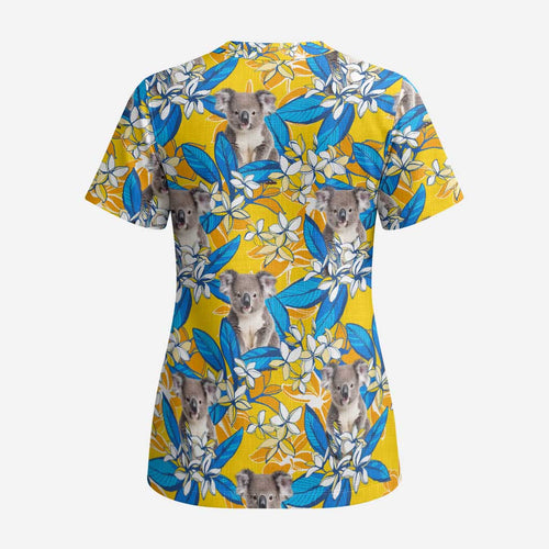 Australia Koala Scrub Top Plumeria Flowers - Aussie Hoodie