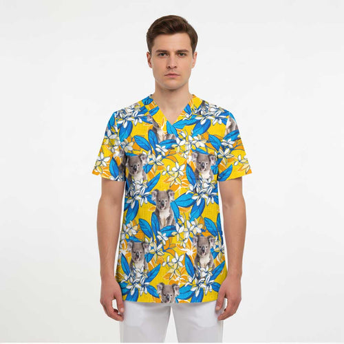 Australia Koala Scrub Top Plumeria Flowers - Aussie Hoodie