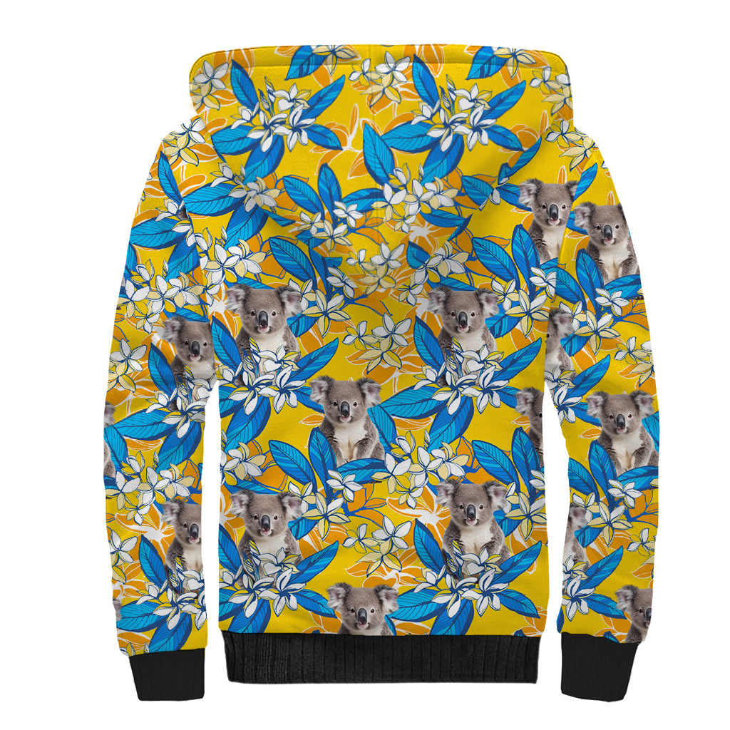 Koala Sherpa Hoodie Plumeria Flowers