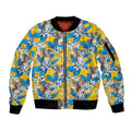 Koala Sleeve Zip Bomber Jacket Plumeria Flowers