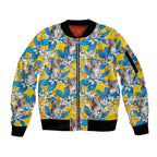 Koala Sleeve Zip Bomber Jacket Plumeria Flowers