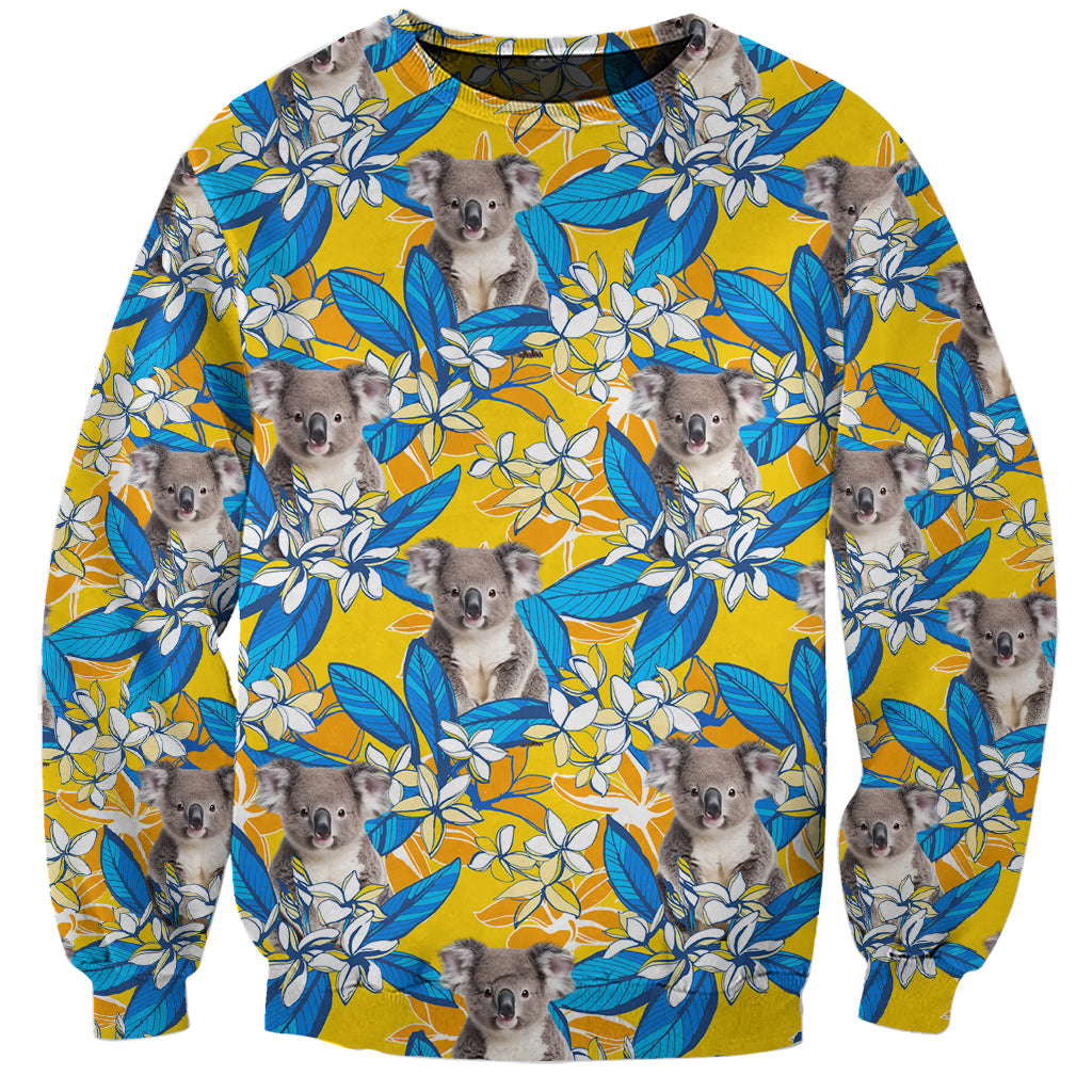 Koala Sweatshirt Plumeria Flowers