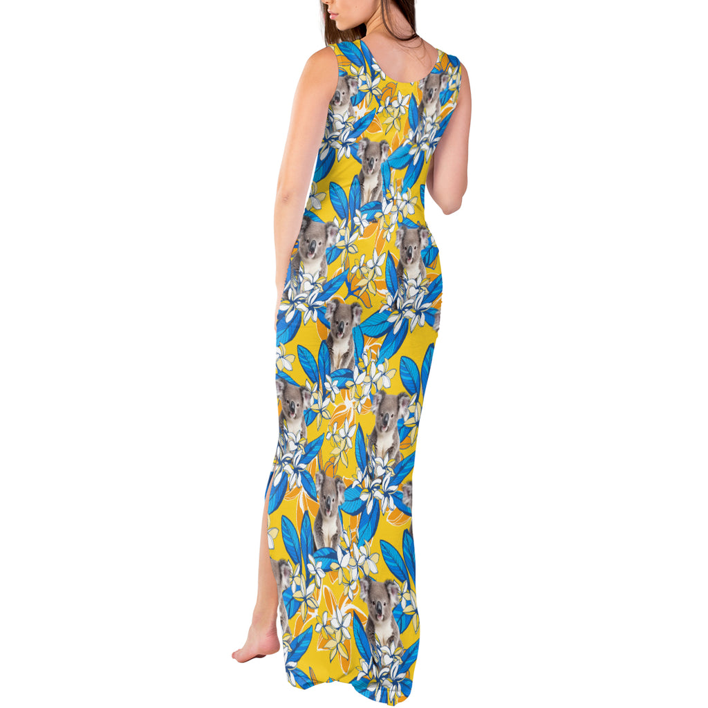 Koala Tank Maxi Dress Plumeria Flowers