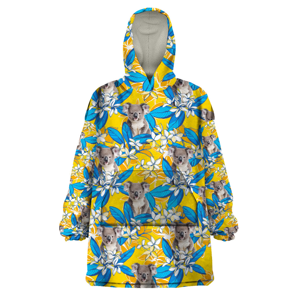 Koala Wearable Blanket Hoodie Plumeria Flowers