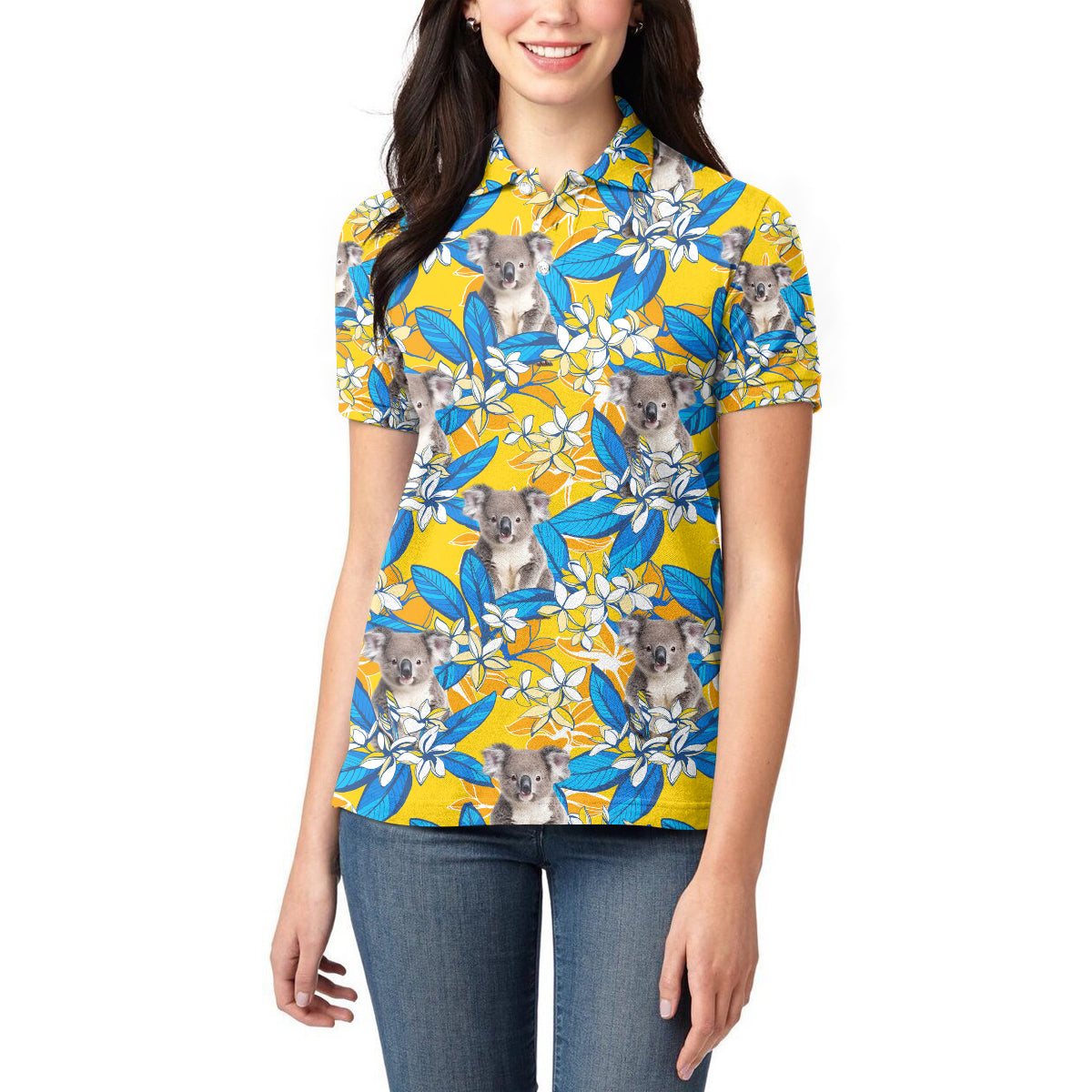 Koala Women Polo Shirt Plumeria Flowers