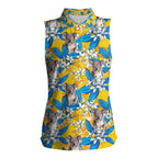 Koala Women Sleeveless Polo Shirt Plumeria Flowers
