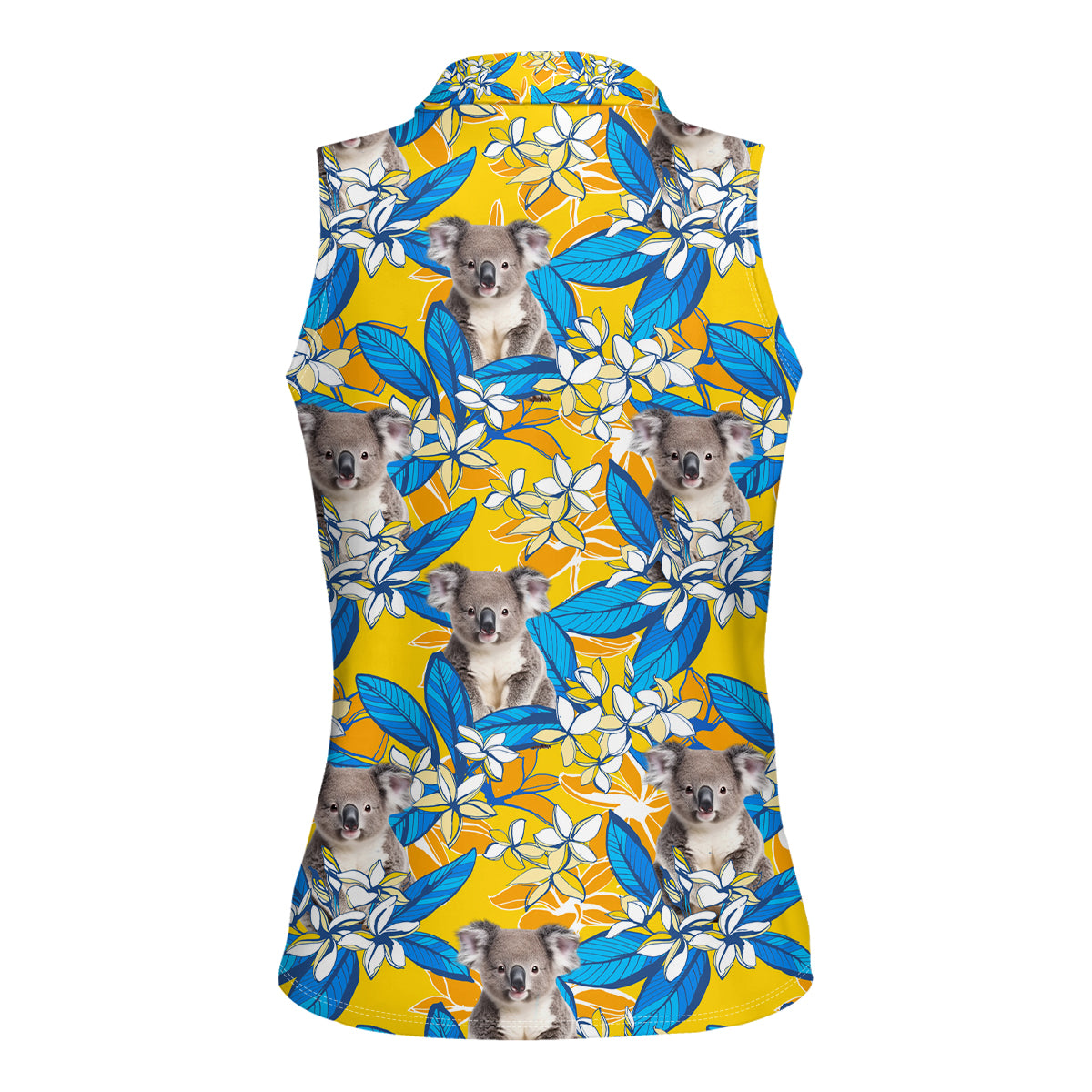 Koala Women Sleeveless Polo Shirt Plumeria Flowers