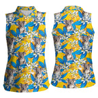 Koala Women Sleeveless Polo Shirt Plumeria Flowers