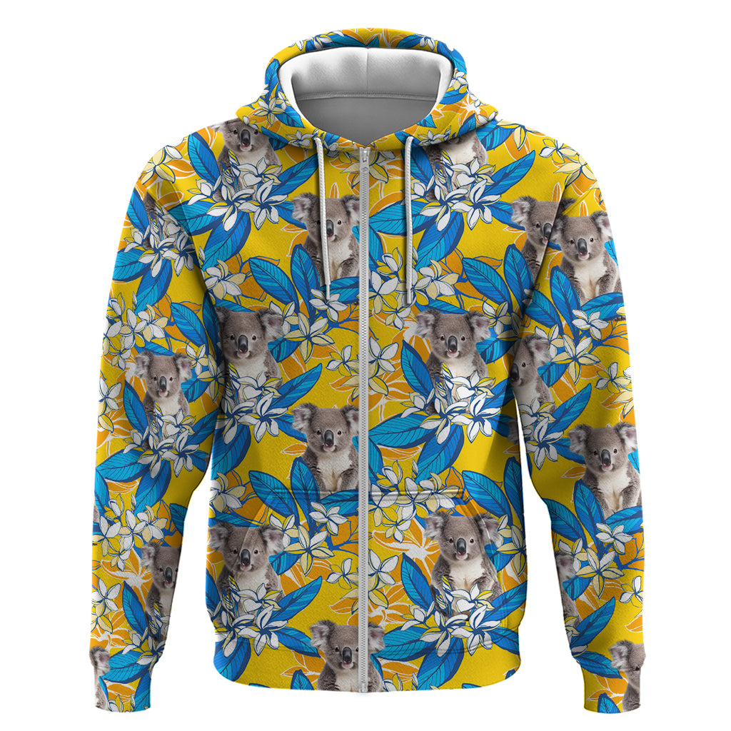 Koala Zip Hoodie Plumeria Flowers