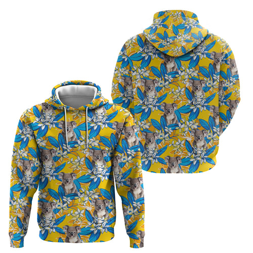 Koala Zip Hoodie Plumeria Flowers