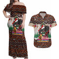 penrith-panthers-christmas-couples-matching-off-shoulder-maxi-dress-and-hawaiian-shirt-rugby-australia-mascot