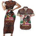 penrith-panthers-christmas-couples-matching-short-sleeve-bodycon-dress-and-hawaiian-shirt-rugby-australia-mascot
