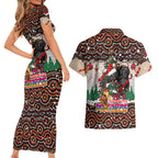 penrith-panthers-christmas-couples-matching-short-sleeve-bodycon-dress-and-hawaiian-shirt-rugby-australia-mascot