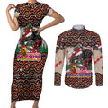 penrith-panthers-christmas-couples-matching-short-sleeve-bodycon-dress-and-long-sleeve-button-shirt-rugby-australia-mascot