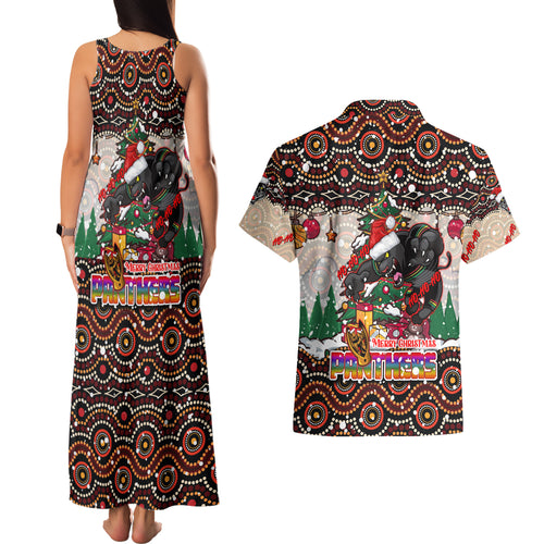 penrith-panthers-christmas-couples-matching-tank-maxi-dress-and-hawaiian-shirt-rugby-australia-mascot