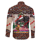 penrith-panthers-christmas-family-matching-long-sleeve-bodycon-dress-and-hawaiian-shirt-rugby-australia-mascot