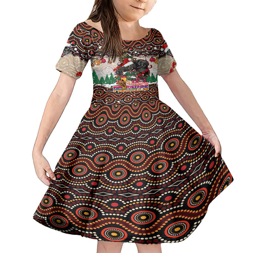 penrith-panthers-christmas-family-matching-off-shoulder-long-sleeve-dress-and-hawaiian-shirt-rugby-australia-mascot
