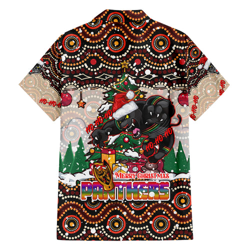 penrith-panthers-christmas-family-matching-off-shoulder-maxi-dress-and-hawaiian-shirt-rugby-australia-mascot