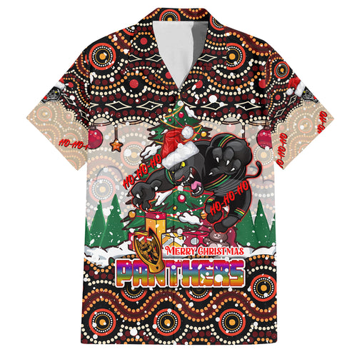 penrith-panthers-christmas-family-matching-puletasi-dress-and-hawaiian-shirt-rugby-australia-mascot