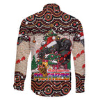 penrith-panthers-christmas-family-matching-short-sleeve-bodycon-dress-and-hawaiian-shirt-rugby-australia-mascot