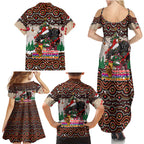 penrith-panthers-christmas-family-matching-summer-maxi-dress-and-hawaiian-shirt-rugby-australia-mascot