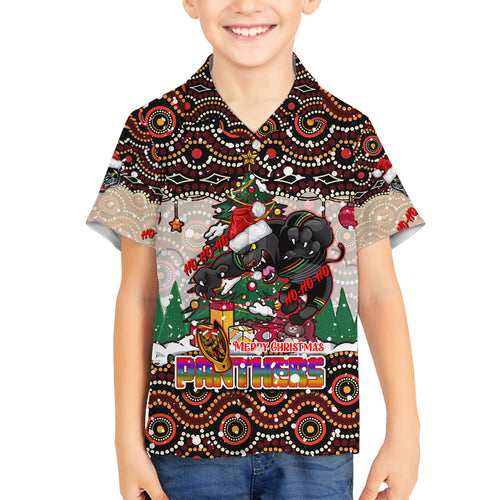 penrith-panthers-christmas-family-matching-tank-maxi-dress-and-hawaiian-shirt-rugby-australia-mascot