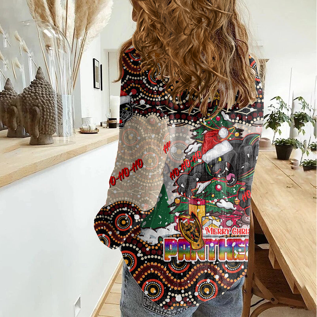 penrith-panthers-christmas-women-casual-shirt-rugby-australia-mascot