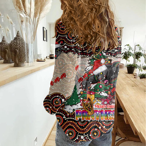 penrith-panthers-christmas-women-casual-shirt-rugby-australia-mascot